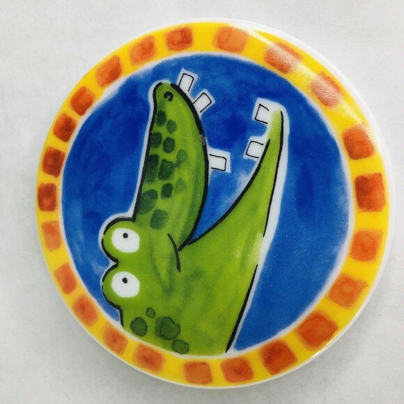 Silea Crocodile Alligator Mug Ceramic With Lid Cover Yellow Bird Humorous Unique - Picture 6 of 9